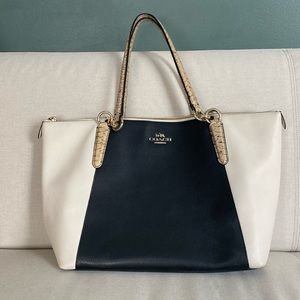 Coach Ava Tote Shoulder Bag In Exotic Trim Leather
